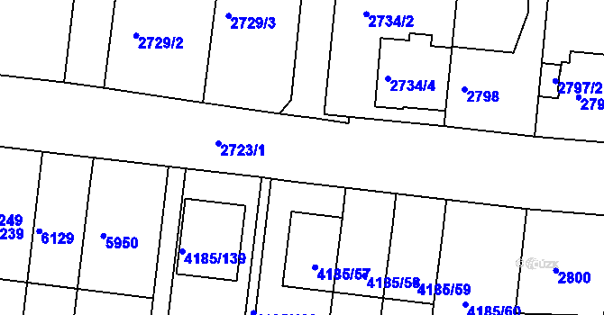 Parcela st. 2723/12 v KÚ Líšeň, Katastrální mapa