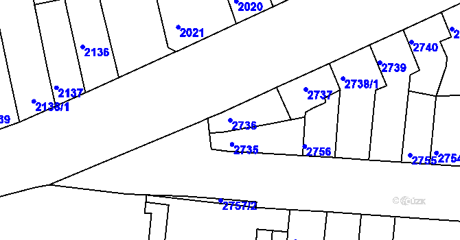 Parcela st. 2736 v KÚ Líšeň, Katastrální mapa