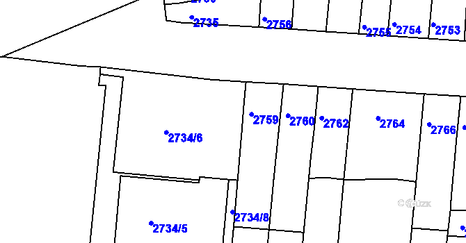 Parcela st. 2758/3 v KÚ Líšeň, Katastrální mapa