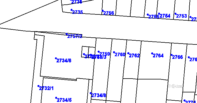 Parcela st. 2759 v KÚ Líšeň, Katastrální mapa