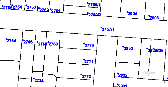 Parcela st. 2770 v KÚ Líšeň, Katastrální mapa
