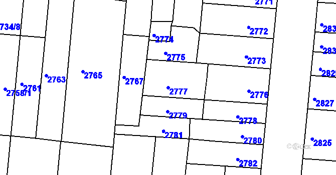Parcela st. 2777 v KÚ Líšeň, Katastrální mapa