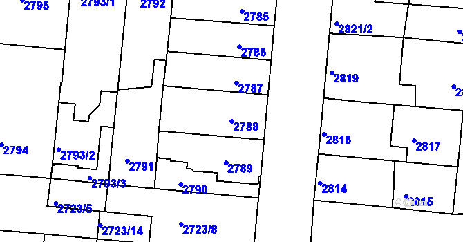 Parcela st. 2788 v KÚ Líšeň, Katastrální mapa