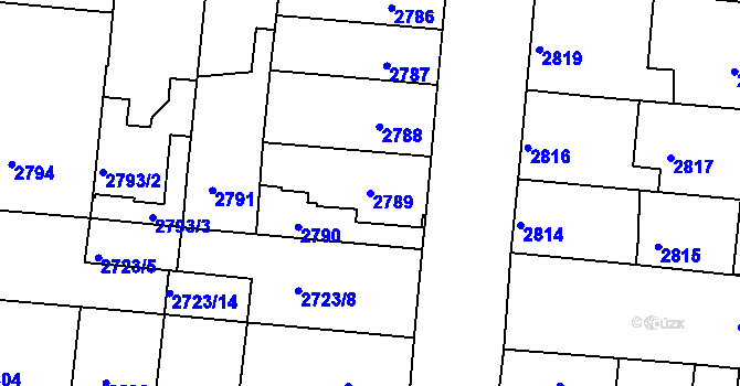 Parcela st. 2789 v KÚ Líšeň, Katastrální mapa