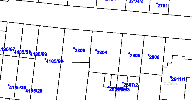 Parcela st. 2804 v KÚ Líšeň, Katastrální mapa