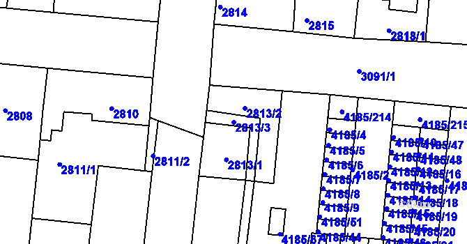 Parcela st. 2813/3 v KÚ Líšeň, Katastrální mapa