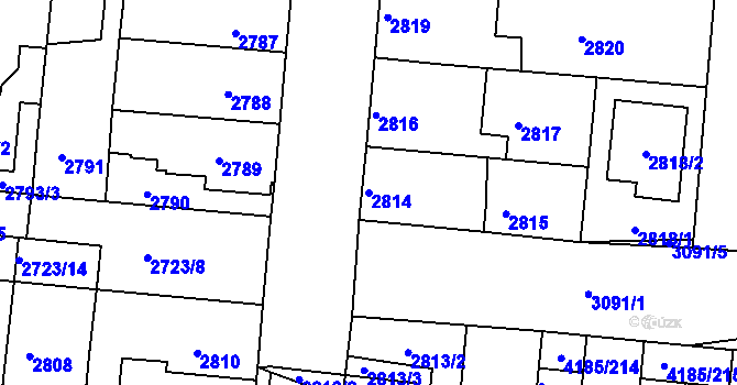 Parcela st. 2814 v KÚ Líšeň, Katastrální mapa