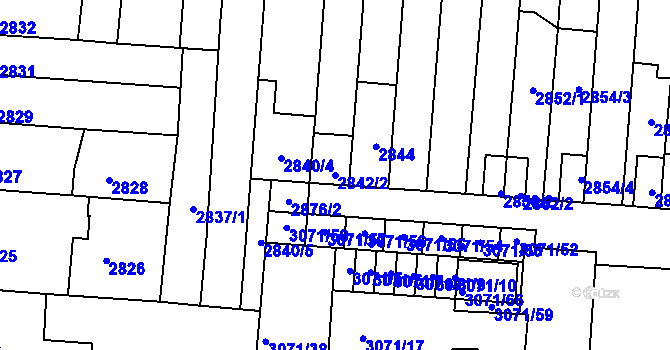 Parcela st. 2842/2 v KÚ Líšeň, Katastrální mapa