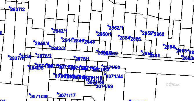 Parcela st. 2850/2 v KÚ Líšeň, Katastrální mapa