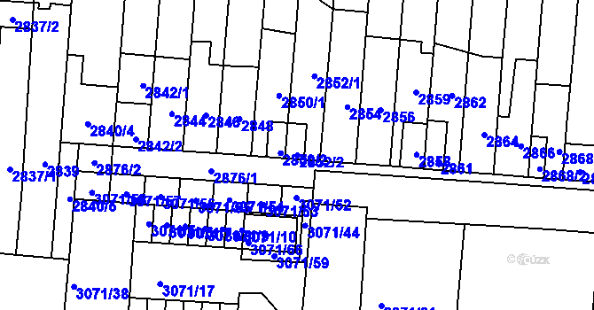 Parcela st. 2852/2 v KÚ Líšeň, Katastrální mapa