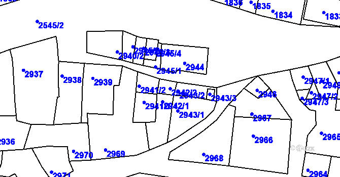 Parcela st. 2942/2 v KÚ Líšeň, Katastrální mapa