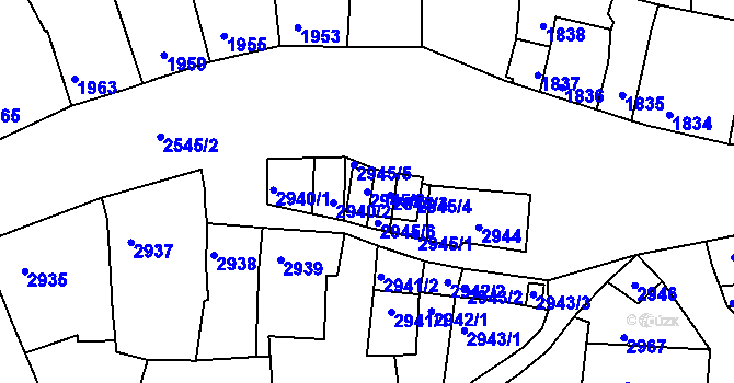 Parcela st. 2945/2 v KÚ Líšeň, Katastrální mapa