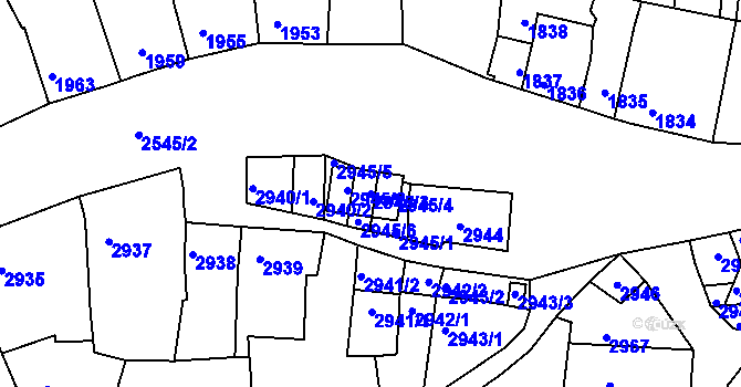 Parcela st. 2945/3 v KÚ Líšeň, Katastrální mapa
