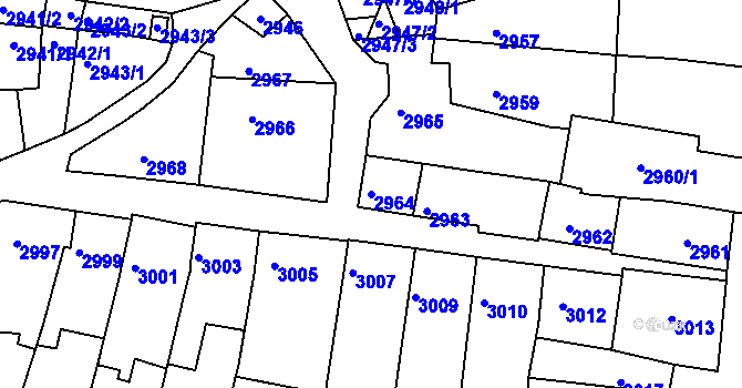 Parcela st. 2964 v KÚ Líšeň, Katastrální mapa