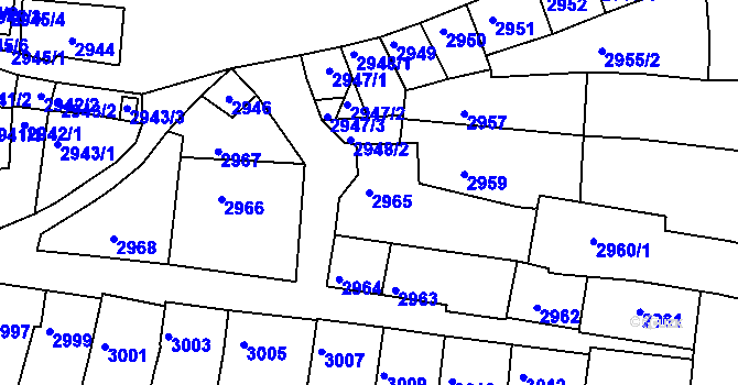 Parcela st. 2965 v KÚ Líšeň, Katastrální mapa