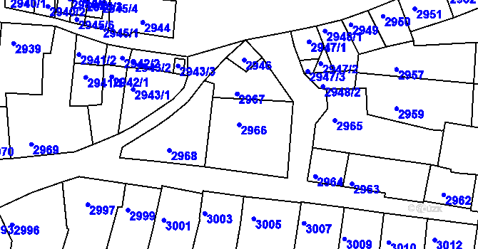 Parcela st. 2966 v KÚ Líšeň, Katastrální mapa