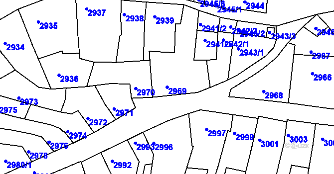 Parcela st. 2969 v KÚ Líšeň, Katastrální mapa