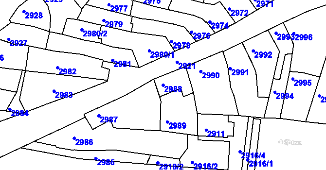 Parcela st. 2988 v KÚ Líšeň, Katastrální mapa
