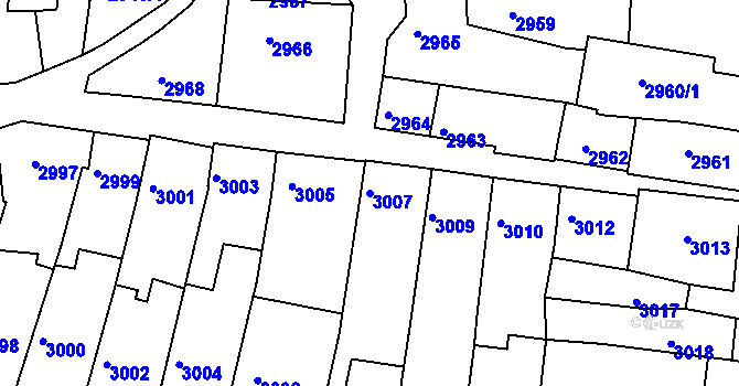Parcela st. 3007 v KÚ Líšeň, Katastrální mapa