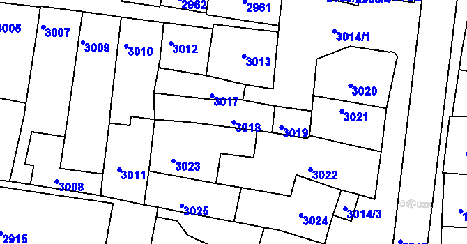 Parcela st. 3018 v KÚ Líšeň, Katastrální mapa