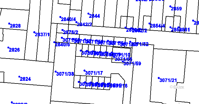 Parcela st. 3071/8 v KÚ Líšeň, Katastrální mapa