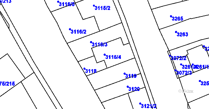 Parcela st. 3116/4 v KÚ Líšeň, Katastrální mapa