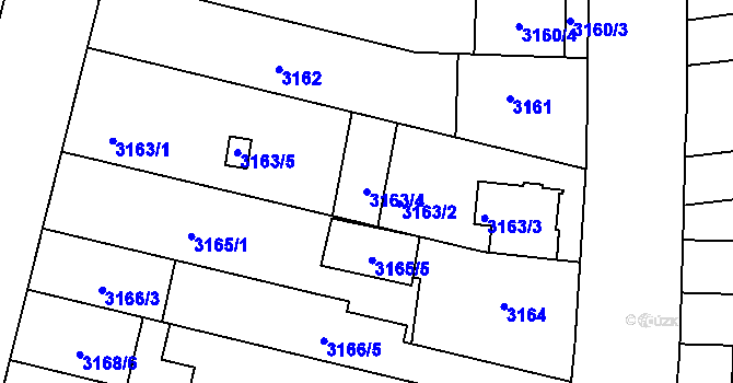 Parcela st. 3163/4 v KÚ Líšeň, Katastrální mapa