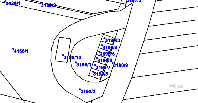 Parcela st. 3190/5 v KÚ Líšeň, Katastrální mapa