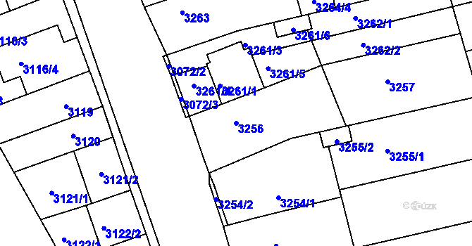 Parcela st. 3256 v KÚ Líšeň, Katastrální mapa