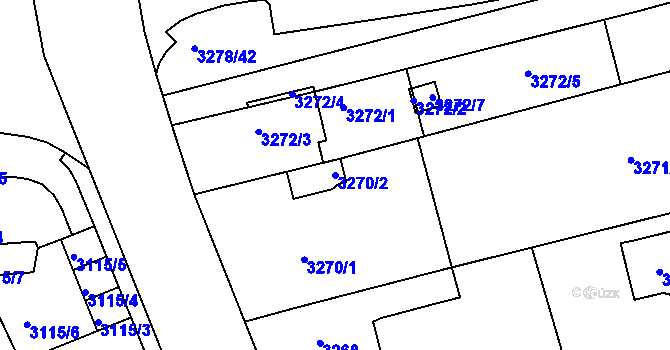 Parcela st. 3270/2 v KÚ Líšeň, Katastrální mapa