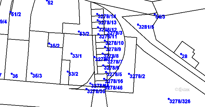 Parcela st. 3278/8 v KÚ Líšeň, Katastrální mapa