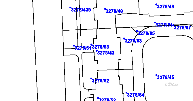 Parcela st. 3278/43 v KÚ Líšeň, Katastrální mapa