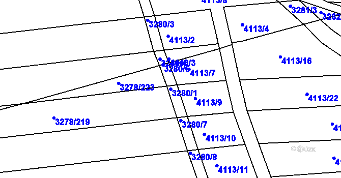 Parcela st. 3280/1 v KÚ Líšeň, Katastrální mapa