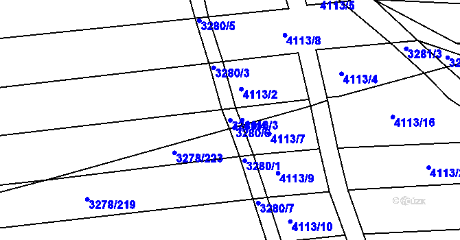 Parcela st. 3280/4 v KÚ Líšeň, Katastrální mapa