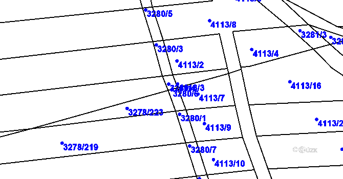 Parcela st. 3280/6 v KÚ Líšeň, Katastrální mapa