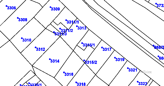 Parcela st. 3315/1 v KÚ Líšeň, Katastrální mapa