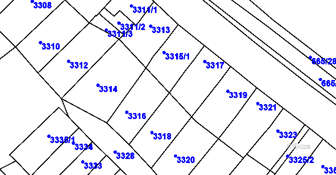 Parcela st. 3315/2 v KÚ Líšeň, Katastrální mapa