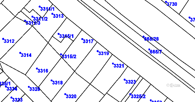Parcela st. 3319 v KÚ Líšeň, Katastrální mapa