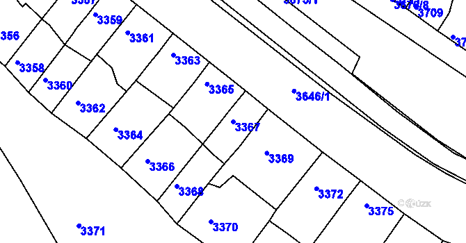 Parcela st. 3367 v KÚ Líšeň, Katastrální mapa