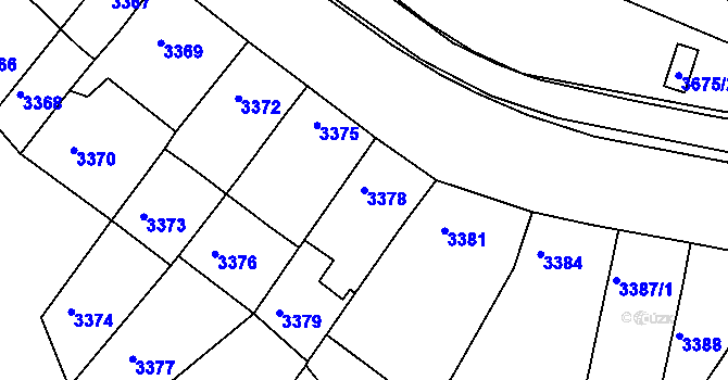 Parcela st. 3378 v KÚ Líšeň, Katastrální mapa