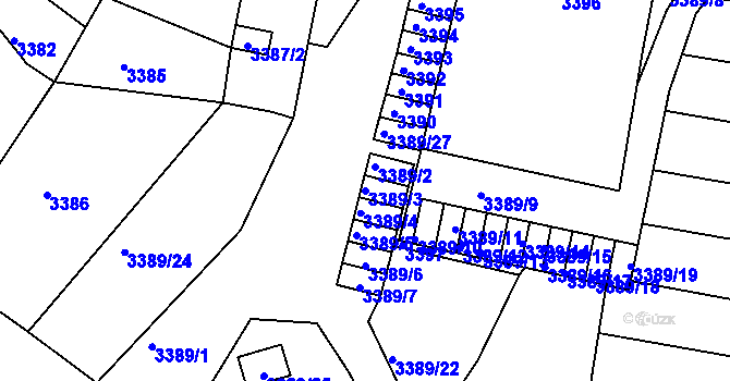 Parcela st. 3389/3 v KÚ Líšeň, Katastrální mapa