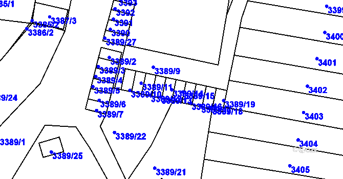 Parcela st. 3389/14 v KÚ Líšeň, Katastrální mapa