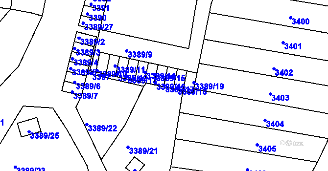 Parcela st. 3389/17 v KÚ Líšeň, Katastrální mapa