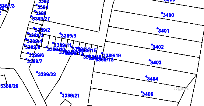 Parcela st. 3389/19 v KÚ Líšeň, Katastrální mapa