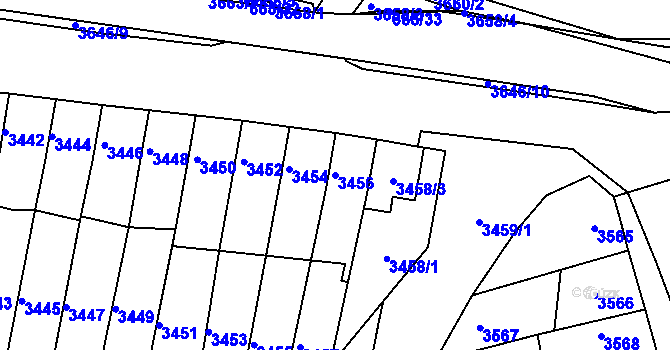 Parcela st. 3456 v KÚ Líšeň, Katastrální mapa