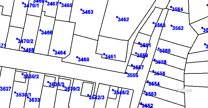 Parcela st. 3461 v KÚ Líšeň, Katastrální mapa