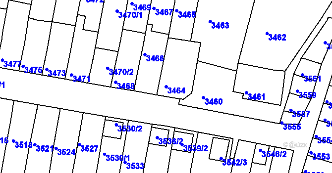Parcela st. 3464 v KÚ Líšeň, Katastrální mapa