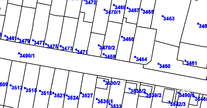 Parcela st. 3468 v KÚ Líšeň, Katastrální mapa