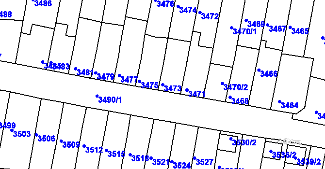 Parcela st. 3473 v KÚ Líšeň, Katastrální mapa