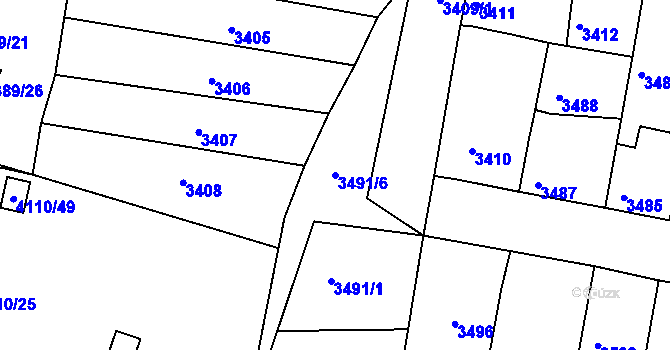 Parcela st. 3491/6 v KÚ Líšeň, Katastrální mapa
